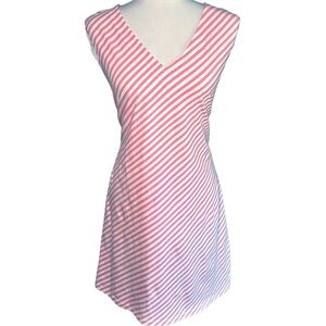 Mahi Gold Baby Pink White Striped Sleeveless Dress Large NWT
